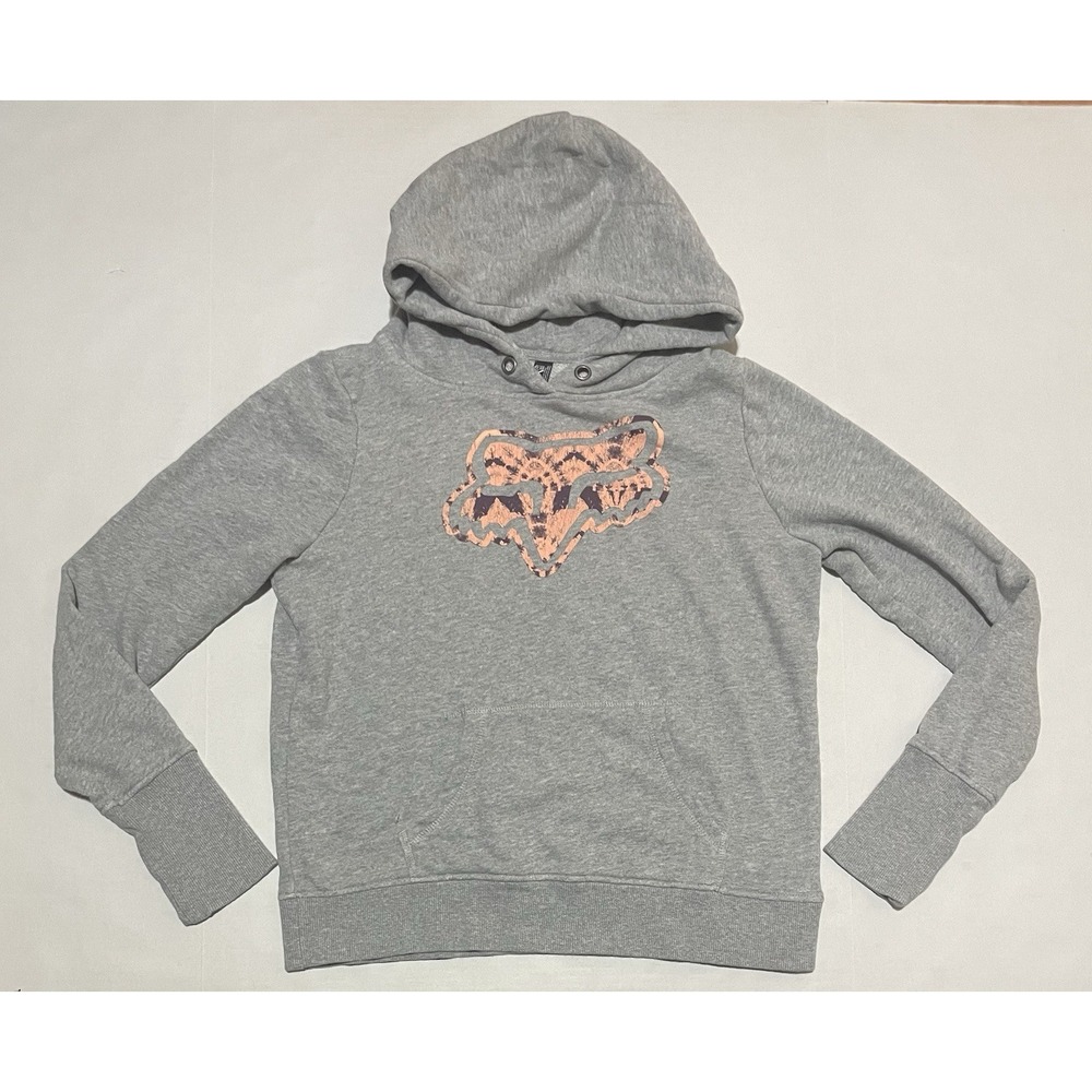 Fox Racing Hoodie Womens Size‎ XL Gray Logo Sweatshirt Long Sleeve Hooded